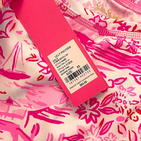 New Lilly Pulitzer Luxletic Tank Top Renay XS Peony Pink Seaside Scene NWT - Picture 6 of 8